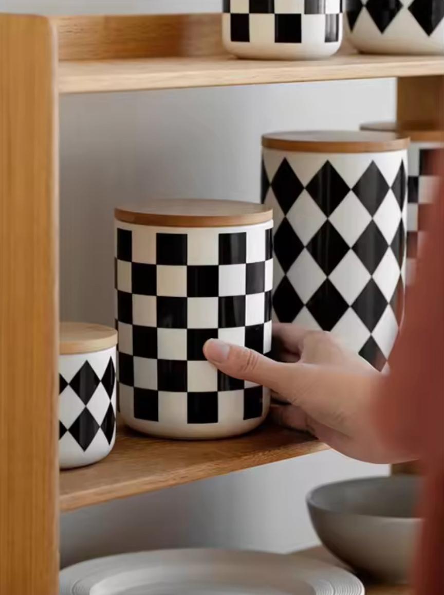 MONOCHROME BLOCK PRINTS CANISTERS