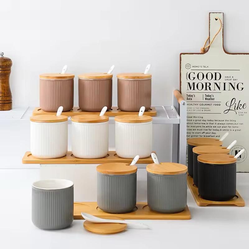Earth-Tone Ceramic Canister Set of 3