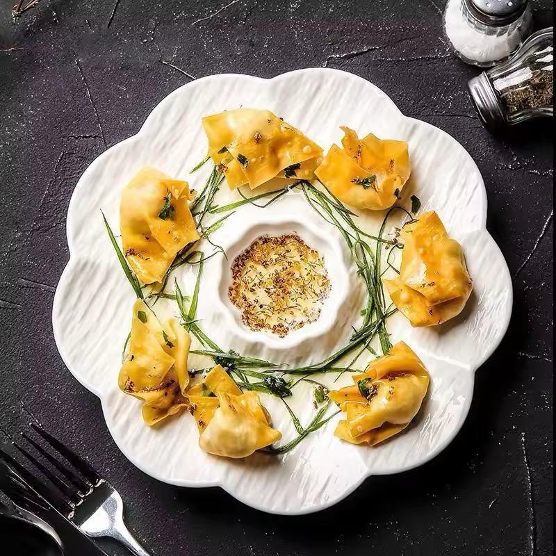 PETAL SERVE CERAMIC DUMPLING PLATTER