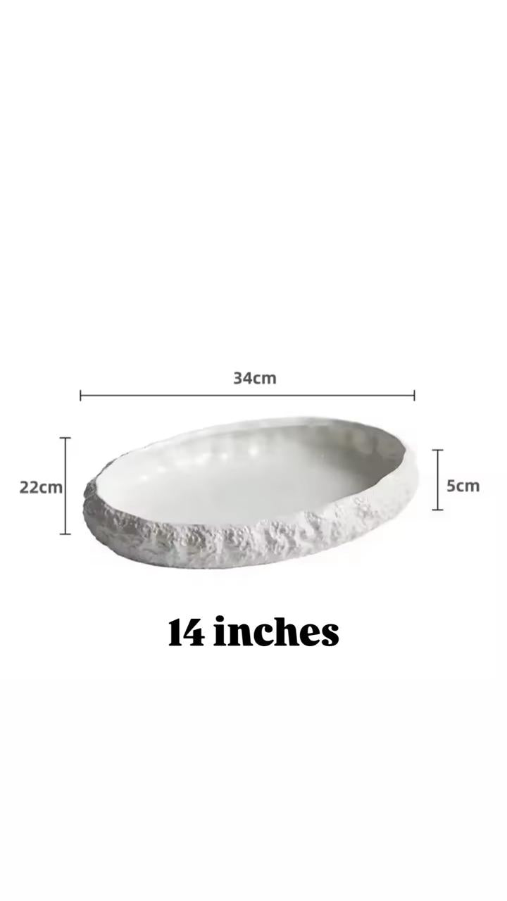 Pebble Charm Oval Shape Ceramic Serving Bowl