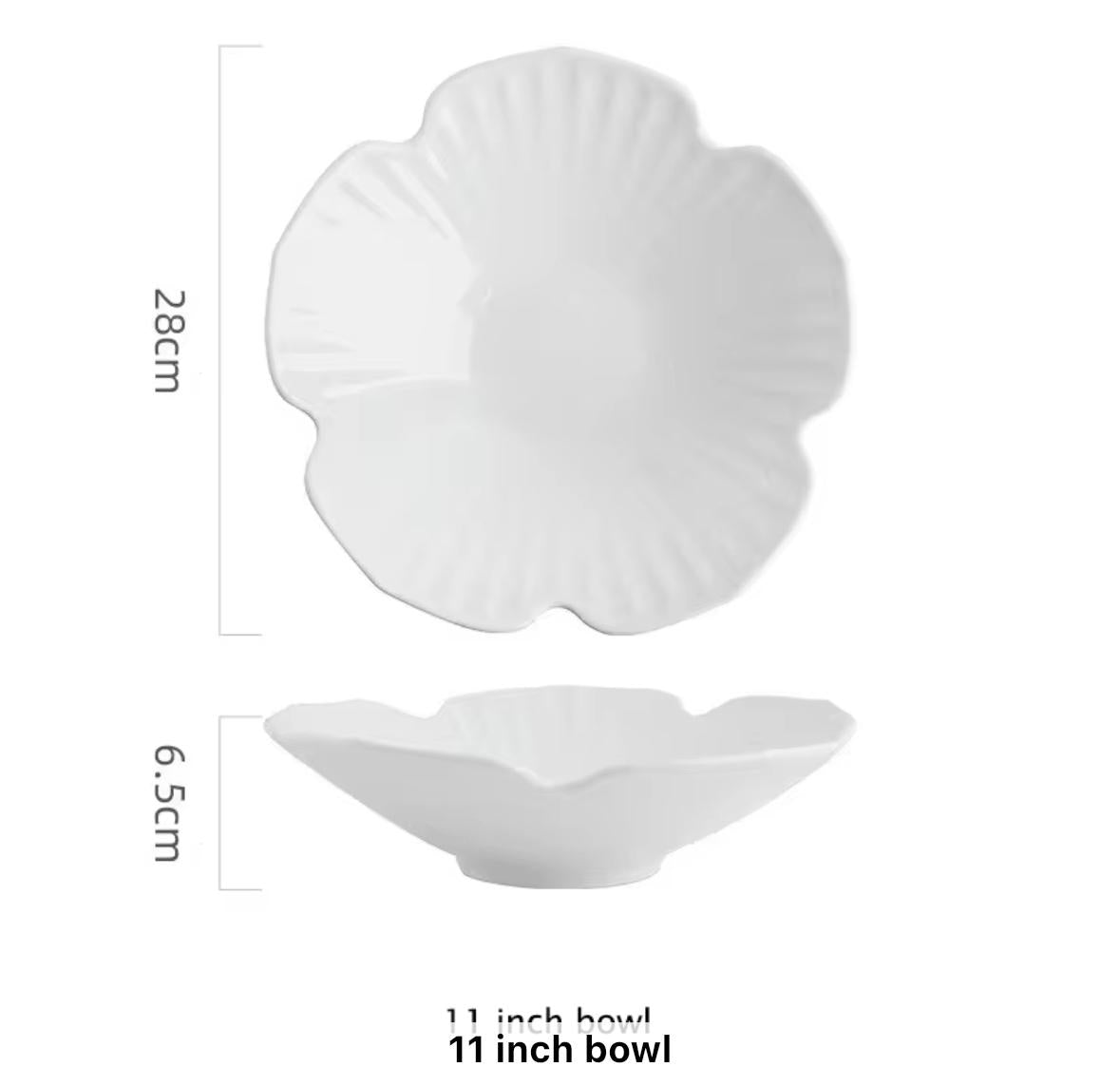Bloom Collection – White Ceramic Serving Bowls in 3 Sizes