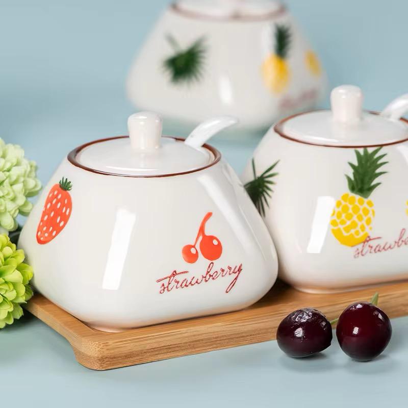 Tropical Bliss Ceramic Condiment Jars Set of 2