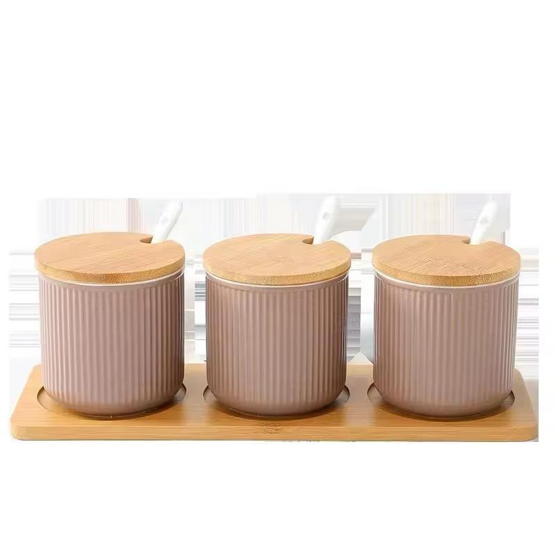 Earth-Tone Ceramic Canister Set of 3