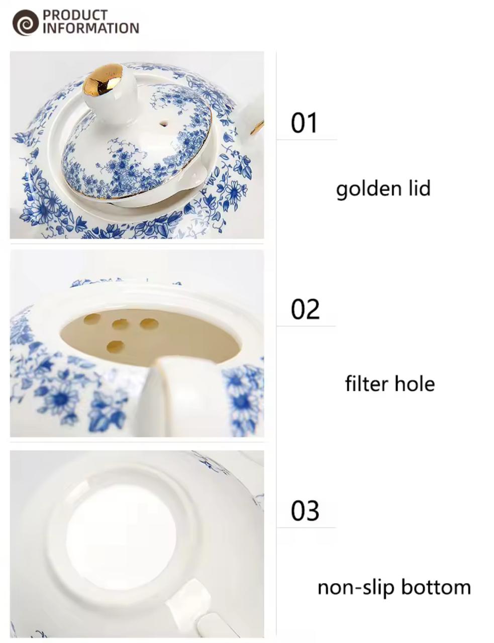 Solo Bloom Tea Set- Blue & White Porcelain Gift Set