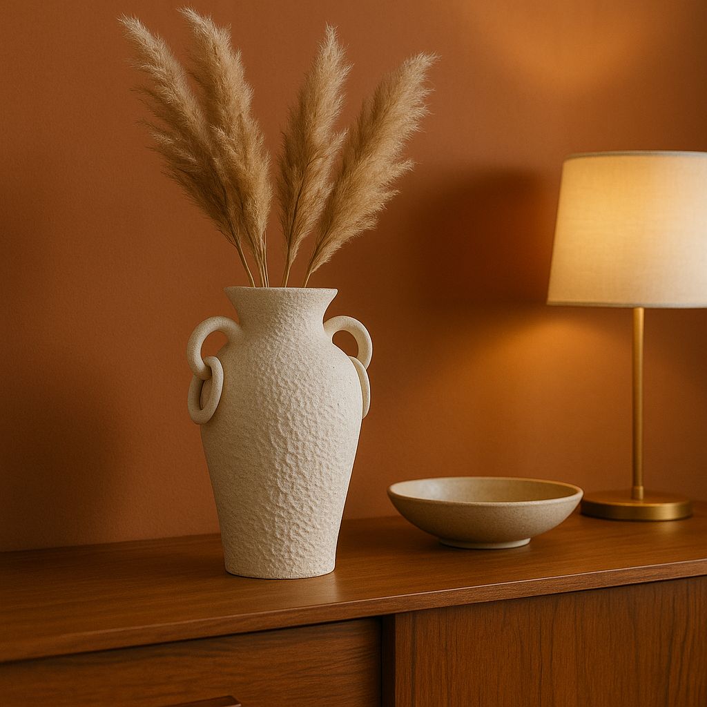 Aria Ring-Handle Tall Ceramic Vase