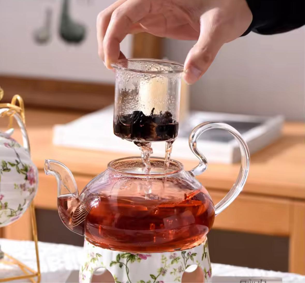 Blossom Breeze Tea Set- Porcelain Cup & Saucer, Kettle & Candle Warmer(15 Pcs)