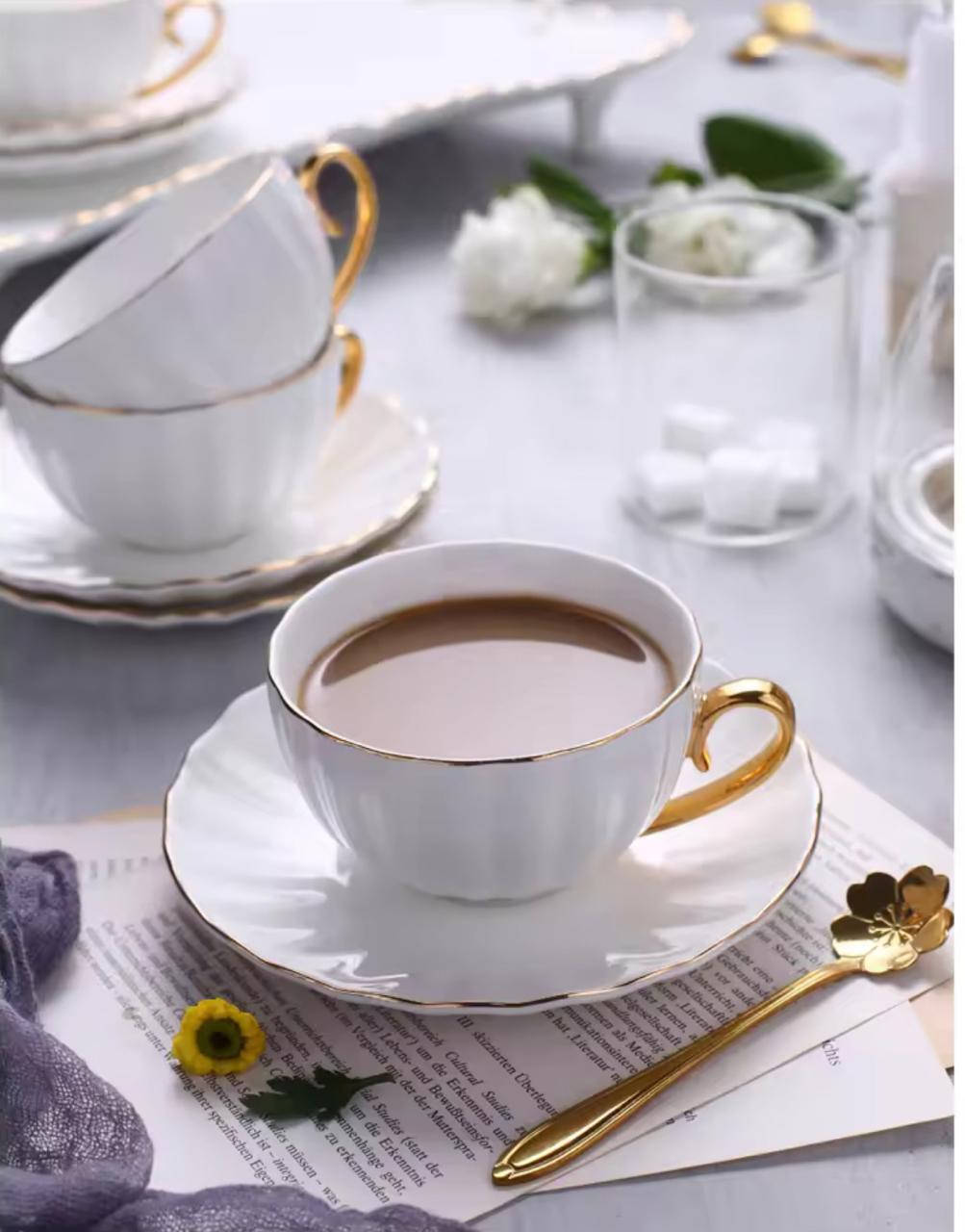 Royal White Tea Pot Set - with Kettle & Serving Tray