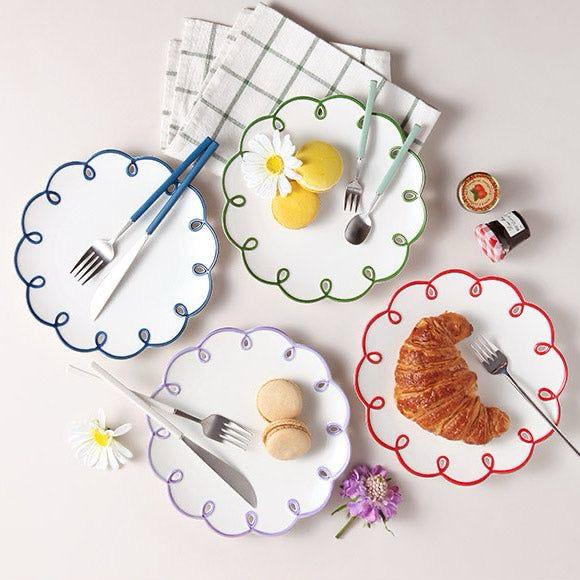 Flower Border Snack Plate Set