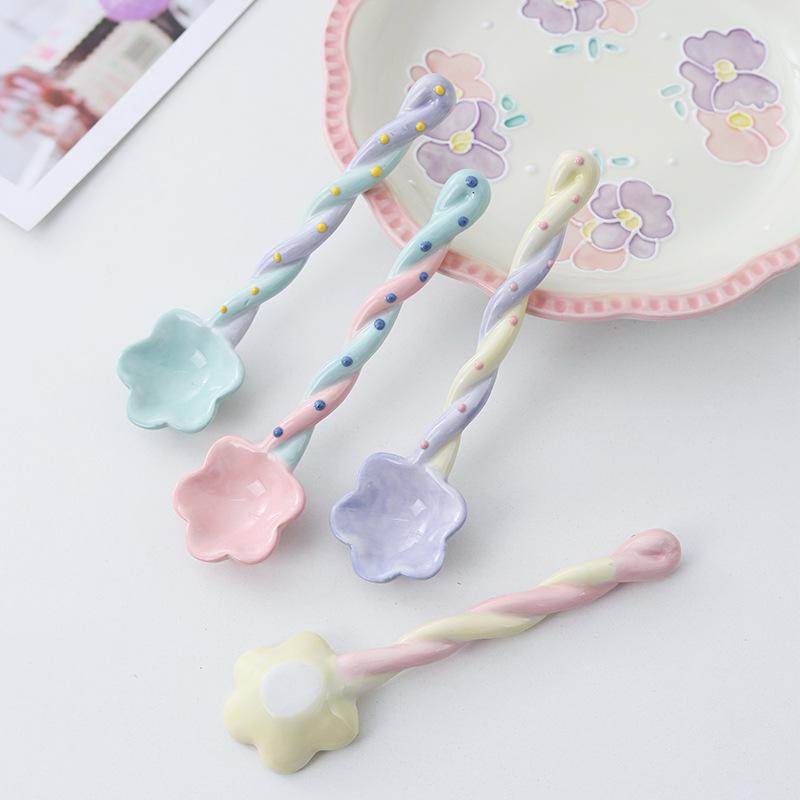 Whimsical Bloom Ceramic Spoons
