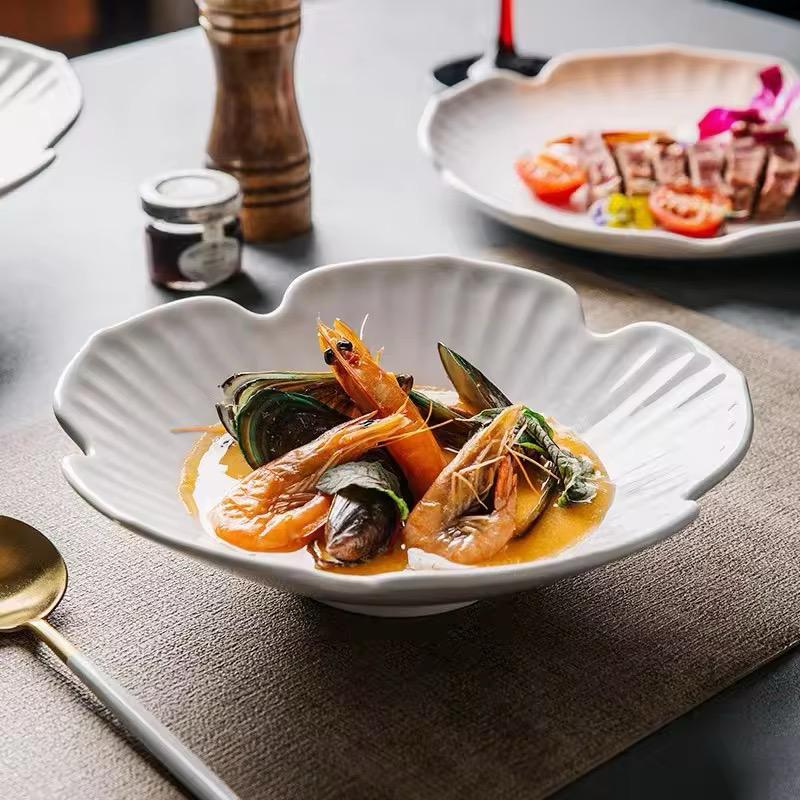 Bloom Collection – White Ceramic Serving Bowls in 3 Sizes