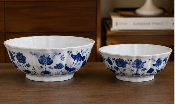 Ocean Scalloped Porcelain Serving Bowl