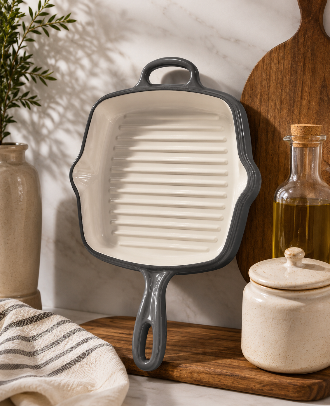 Enamel Coated Cast Iron Grill Pan – 25 cm