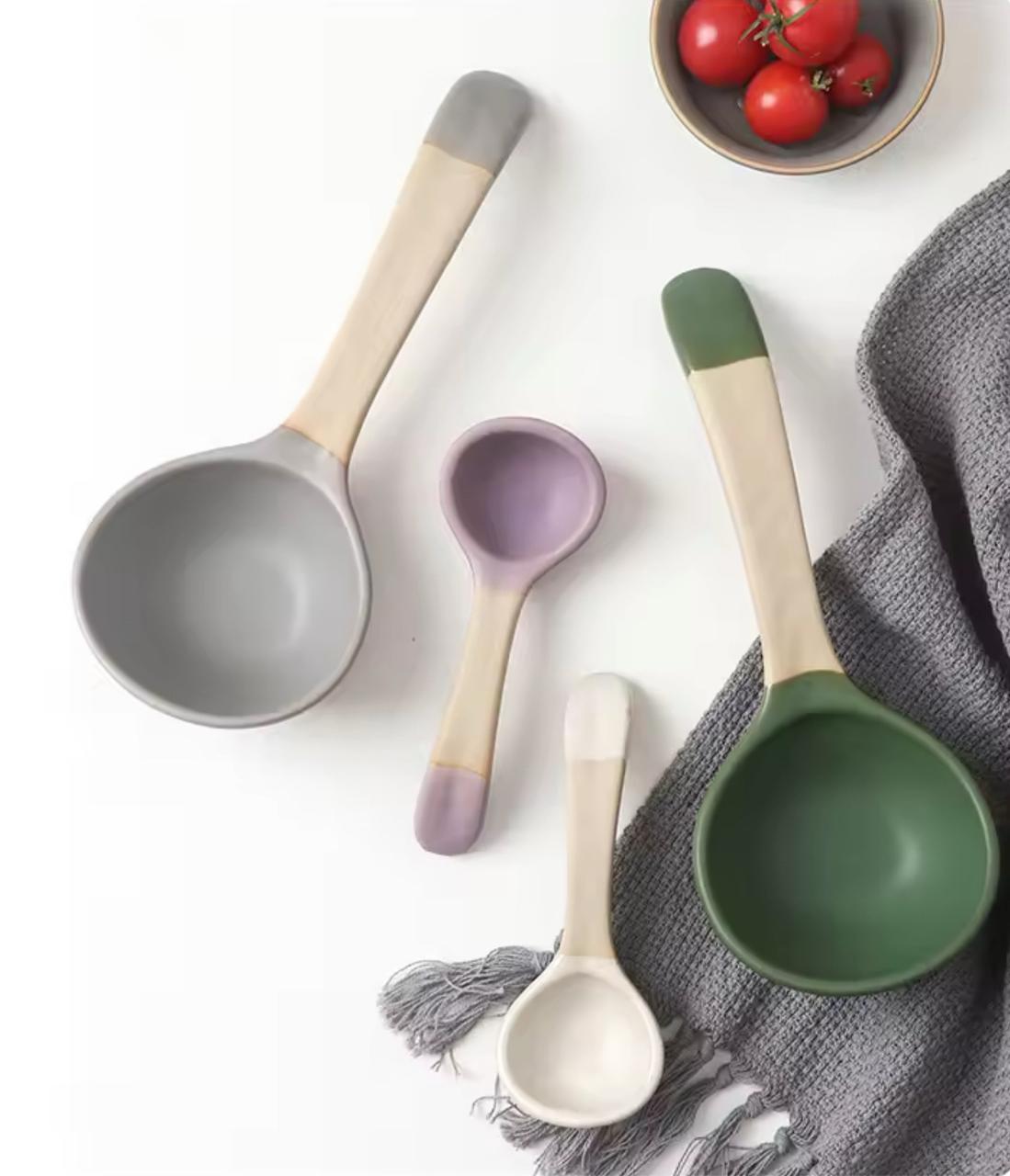 Dual-Tone Ceramic Ladle Serving spoon– Matte Finish