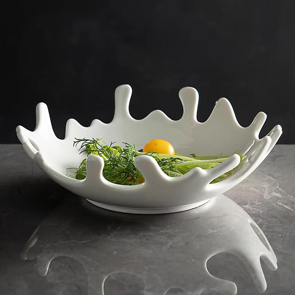 Ocean Drift Coral-Edge Porcelain Serving Bowl