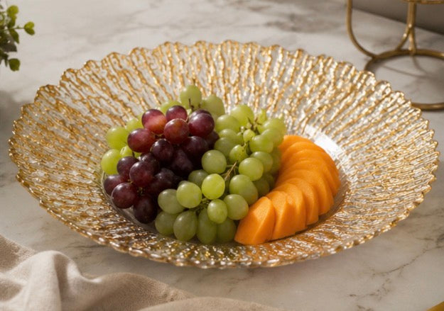 Golden Radiance Textured Glass Plate