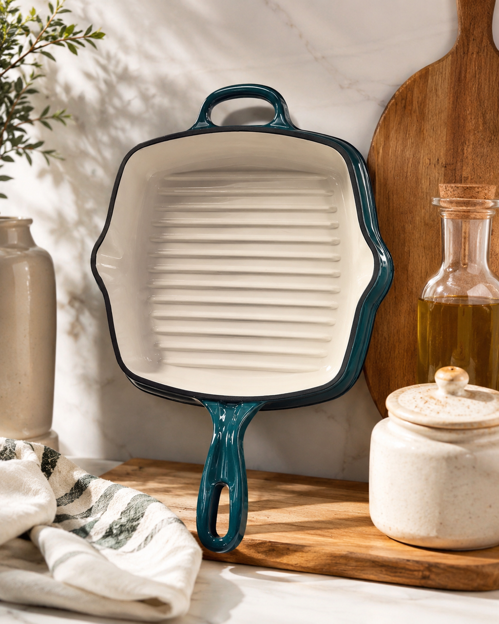 Enamel Coated Cast Iron Grill Pan – 25 cm