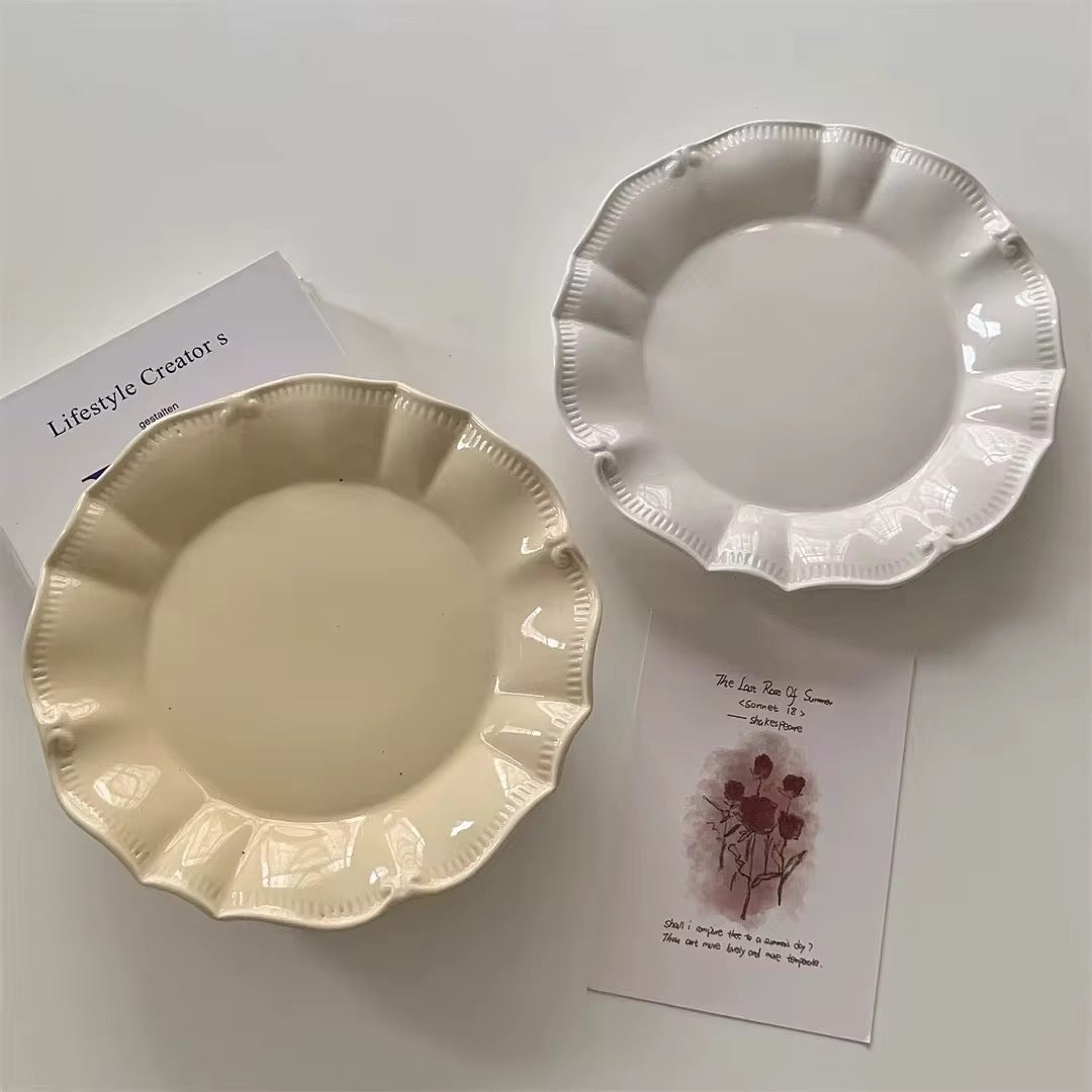 Classic Scalloped Buttery Yellow Porcelain Snack/ Dessert Plate