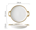 Golden Halo Ceramic Round Serving Tray