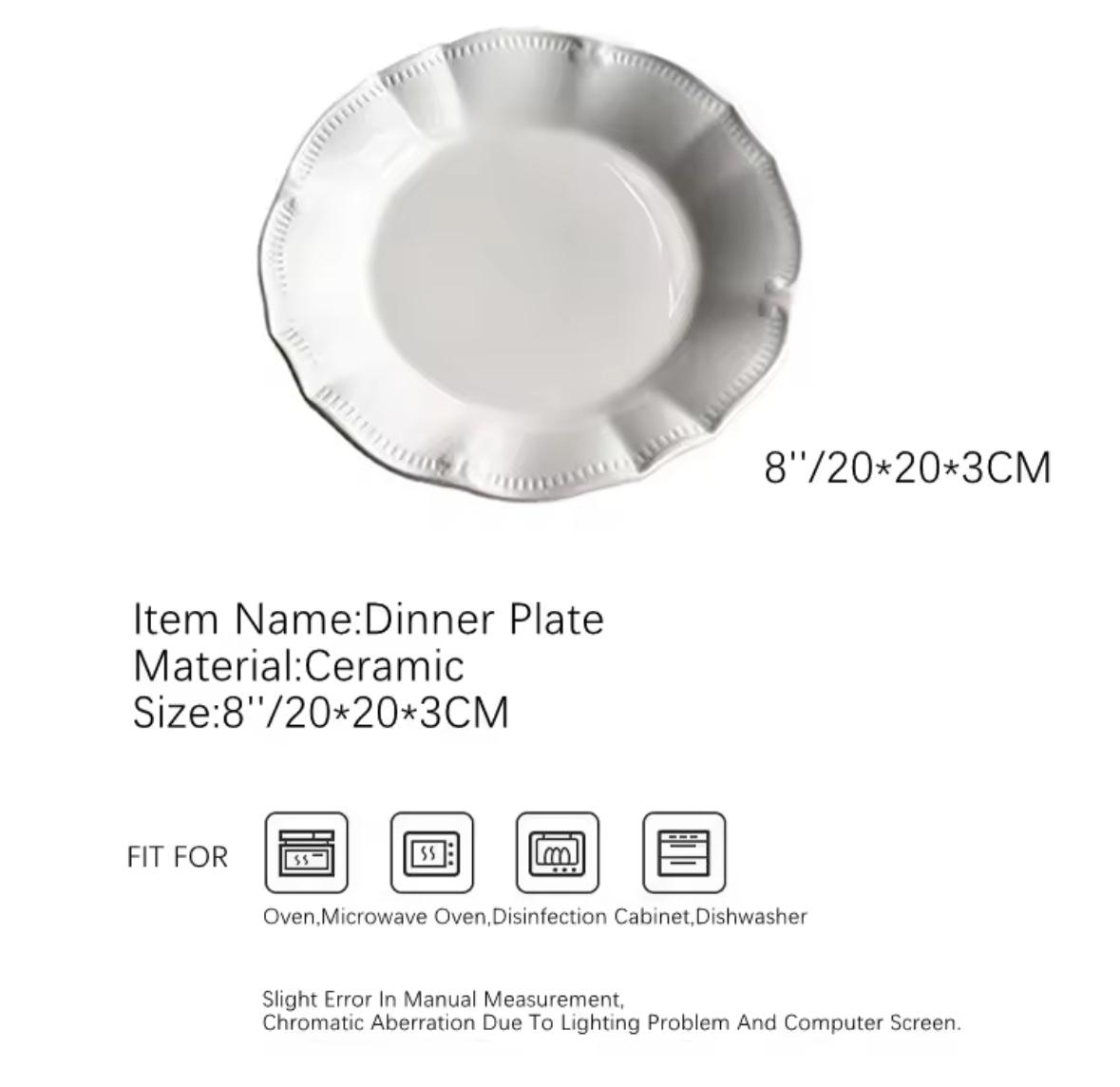 Classic Scalloped White Porcelain Snack/ Dessert Plate