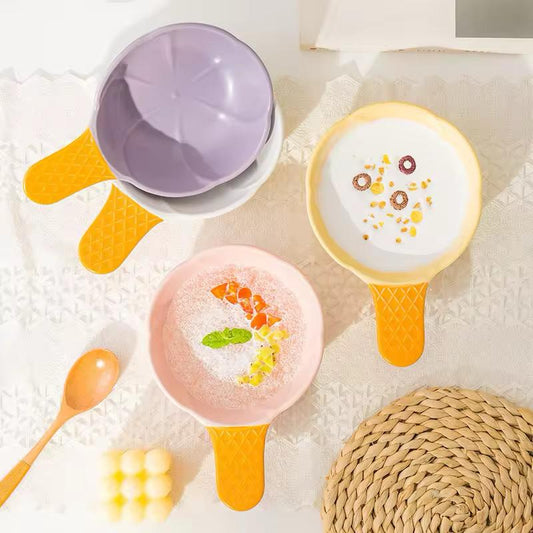 Waffle Handle Cereal & Snack Bowl