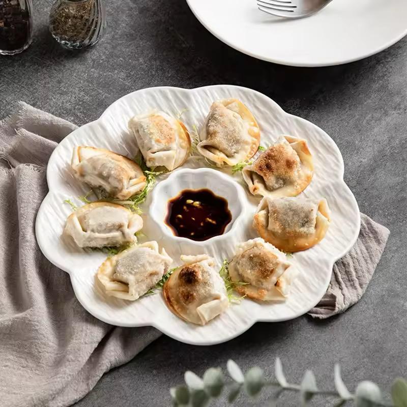 PETAL SERVE CERAMIC DUMPLING PLATTER