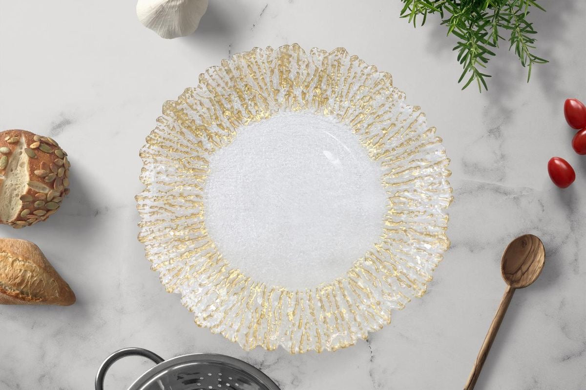 Golden Radiance Textured Glass Plate