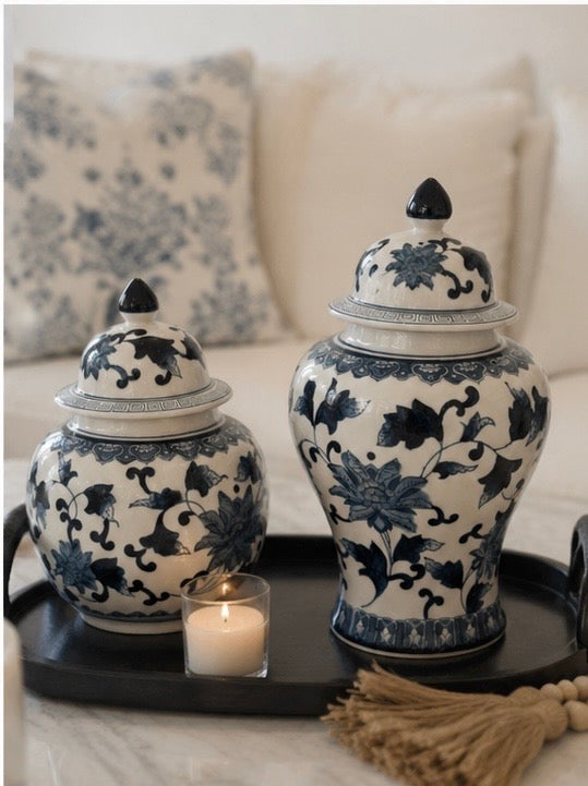 Classic Chinoiserie Porcelain Accent Jars