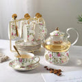 Blossom Breeze Tea Set- Porcelain Cup & Saucer, Kettle & Candle Warmer(15 Pcs)