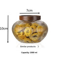 Premium High Borosilicate Glass Storage Jars- Striped Pattern and Wooden Lid