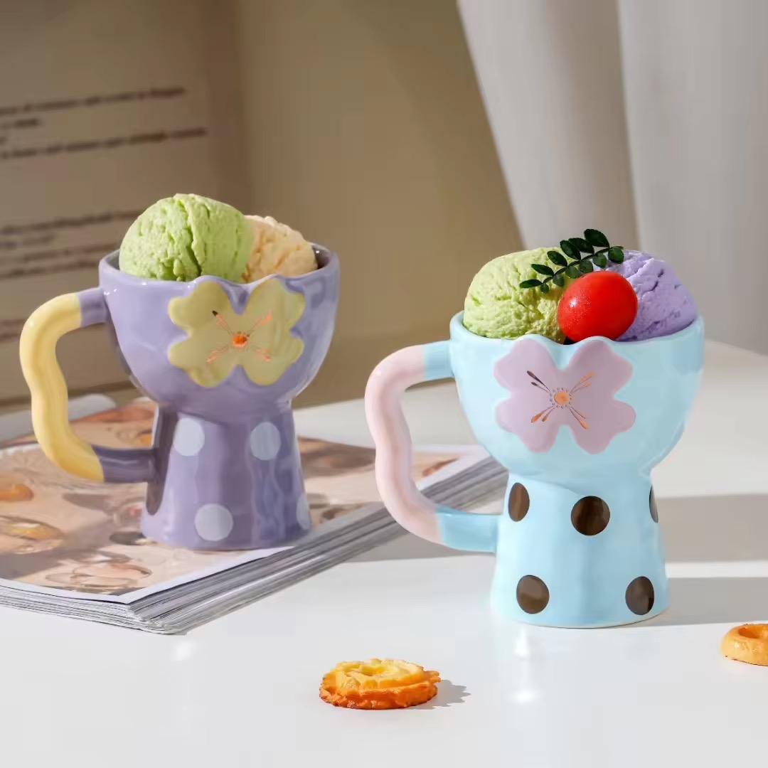 Vibrant Goblet- Style Dessert Cups with Handle
