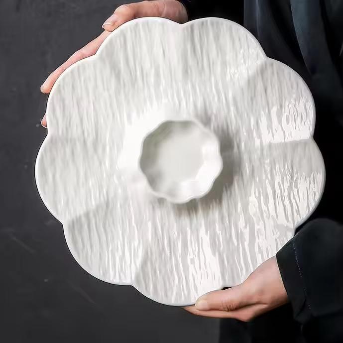 PETAL SERVE CERAMIC DUMPLING PLATTER
