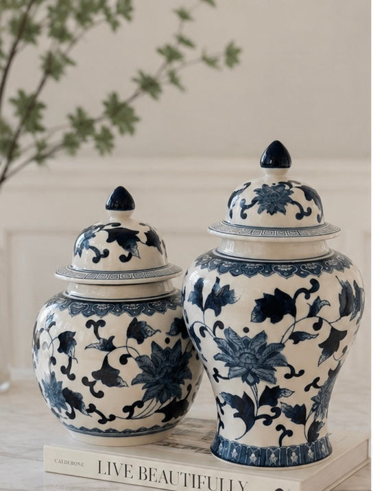 Classic Chinoiserie Porcelain Accent Jars
