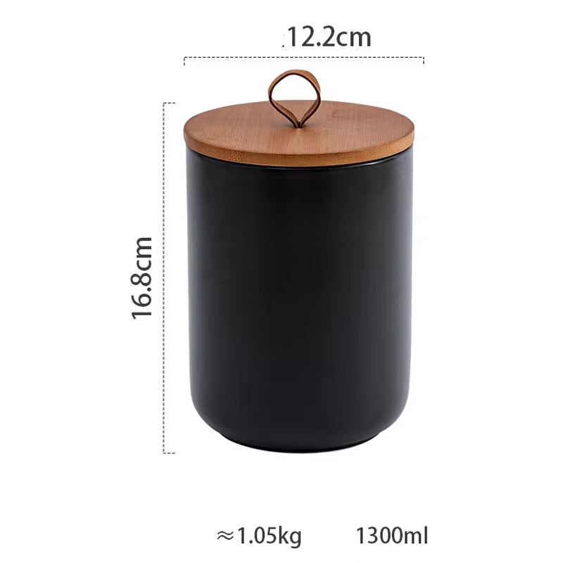 Acacia Lid Ceramic Canister Set (Set of 3)