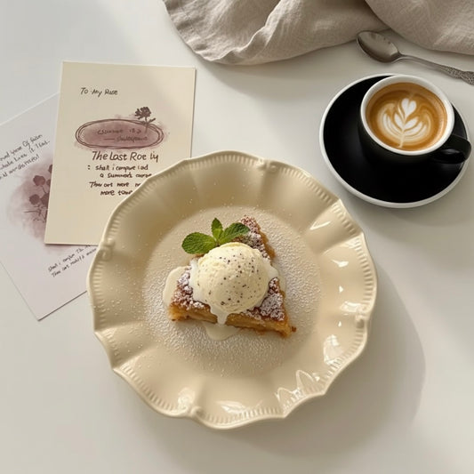 Classic Scalloped Buttery Yellow Porcelain Snack/ Dessert Plate