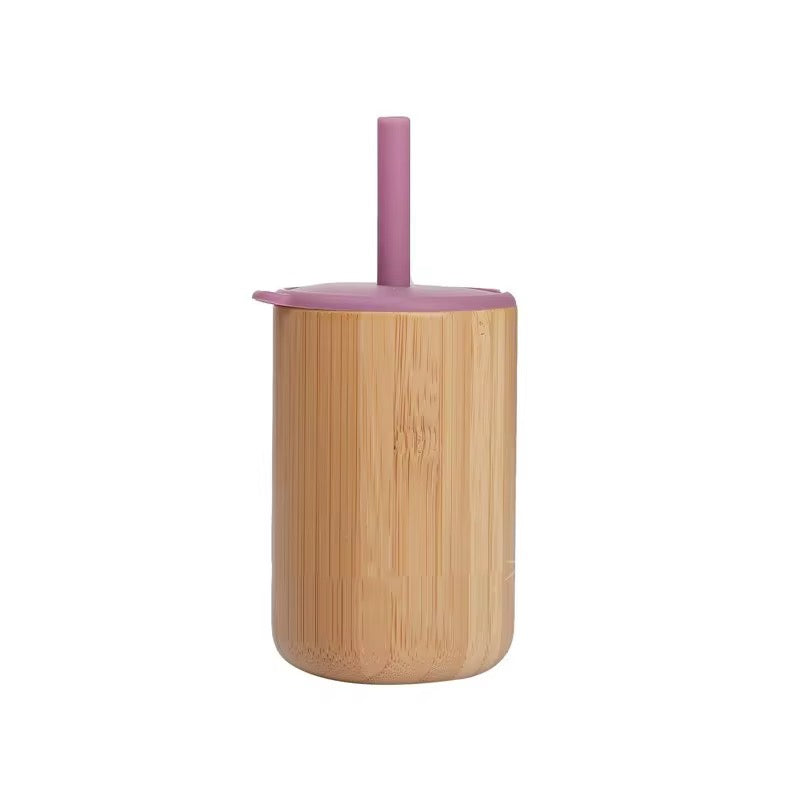 Eco Kids Bamboo Cup – With Soft Silicone Lid & Straw