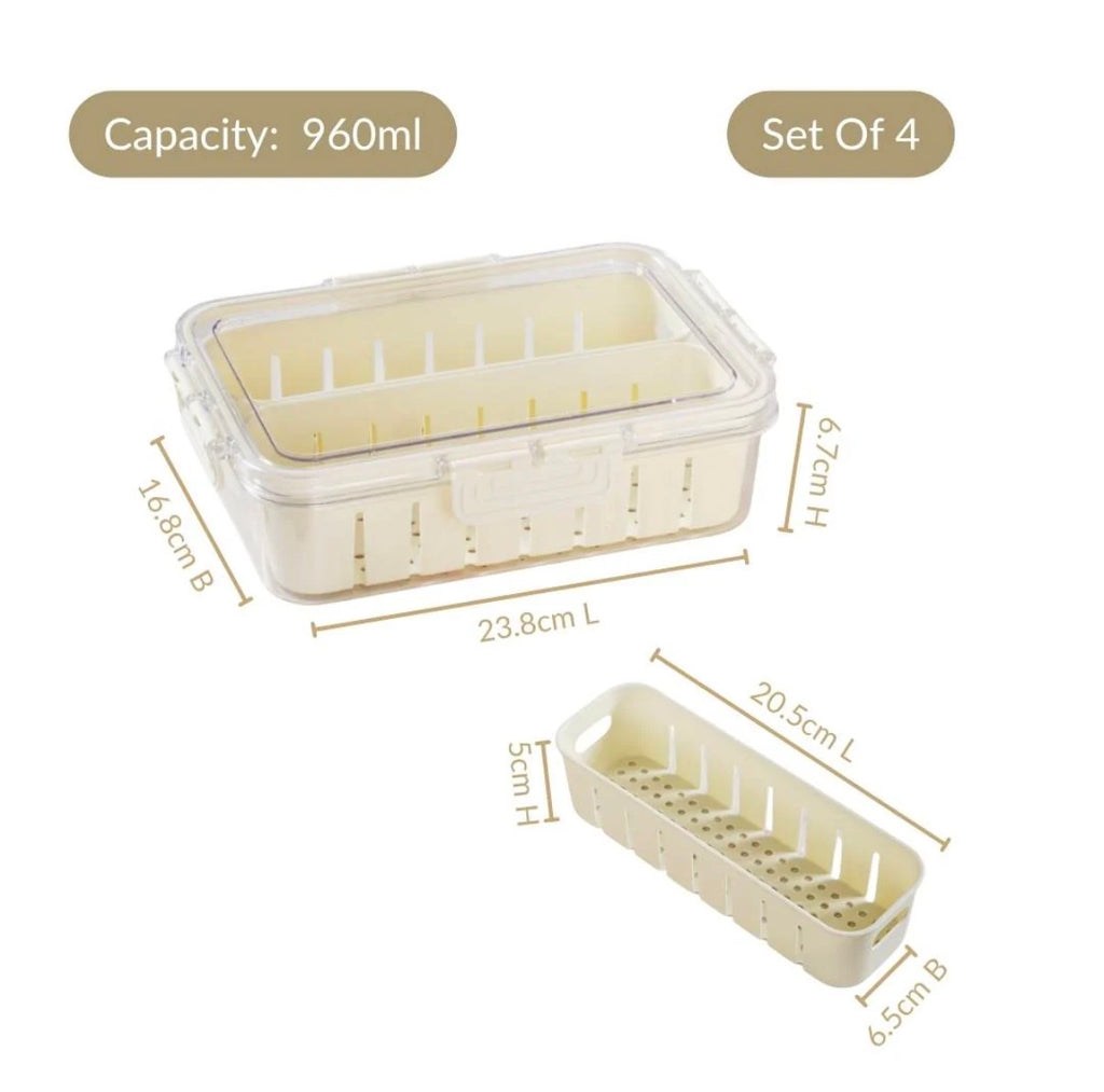 Dual Compartment Fridge Organizer