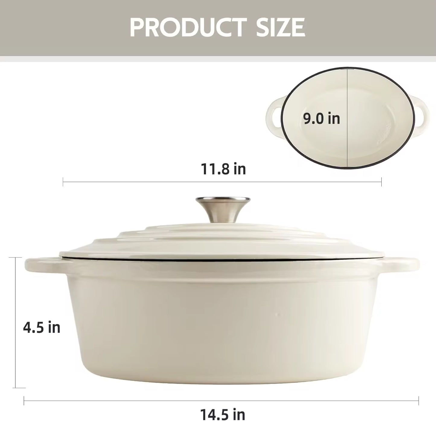 Oval Enamelled Cast Iron Dutch Oven – 24 cm (Red | White)