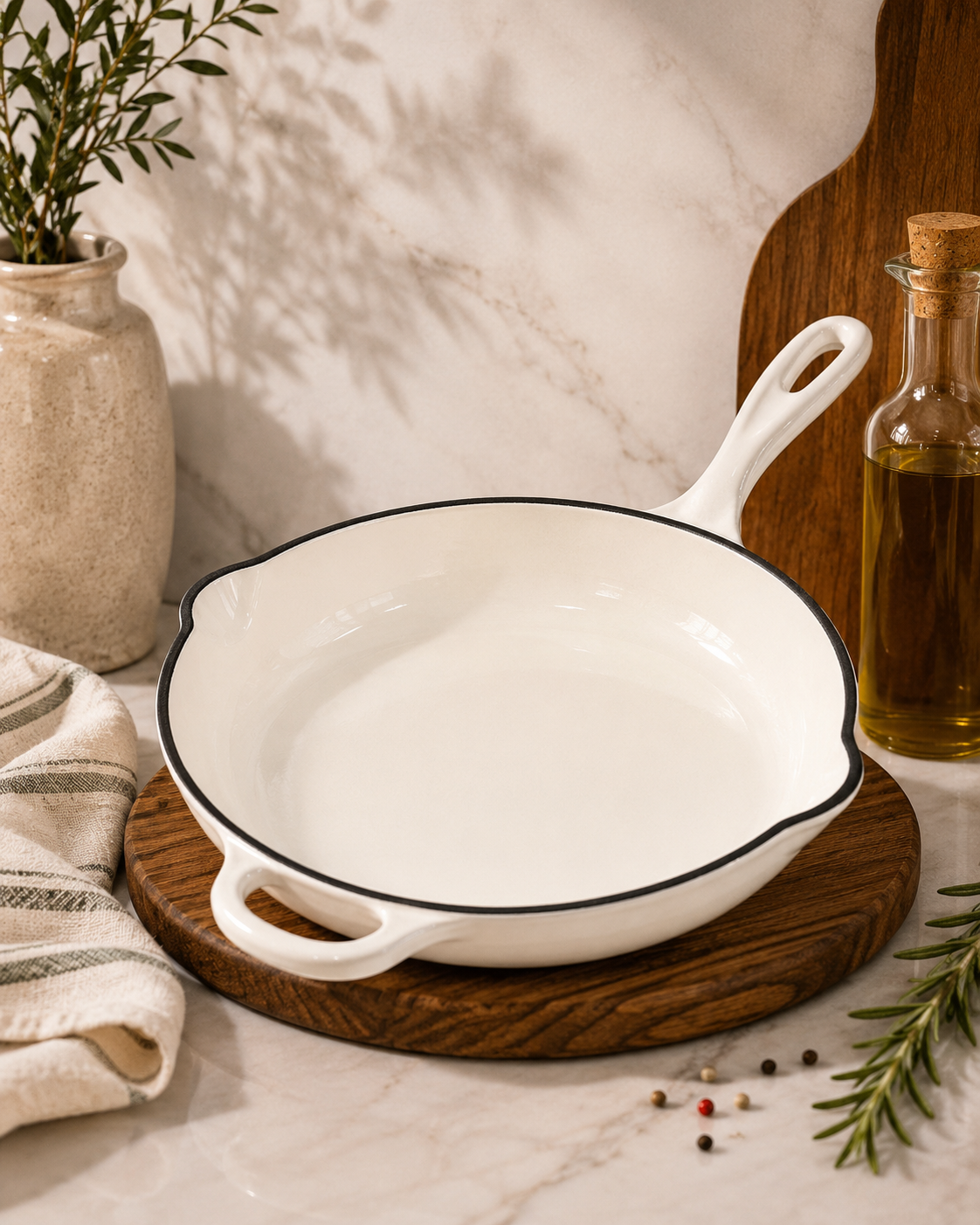 Enamel Coated Cast Iron Frying Pan – 25 cm