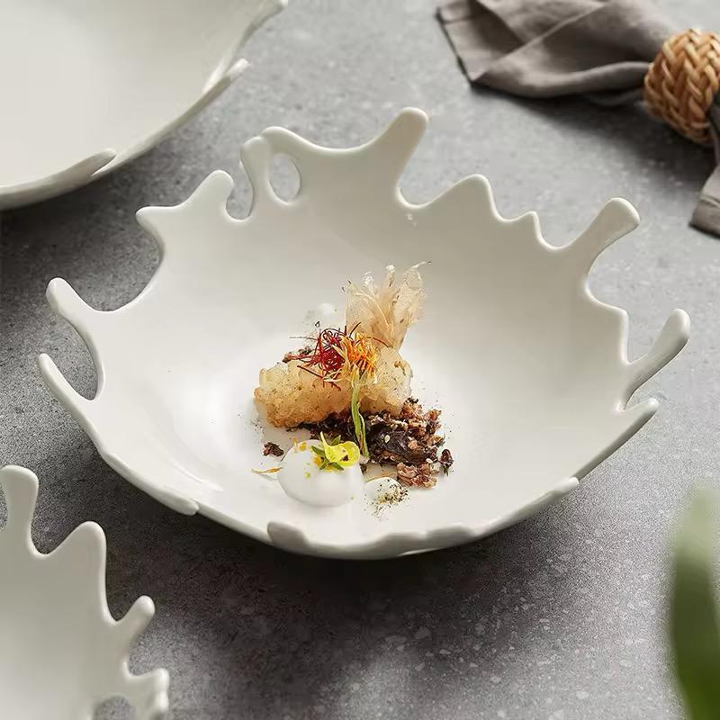 Ocean Drift Coral-Edge Porcelain Serving Bowl