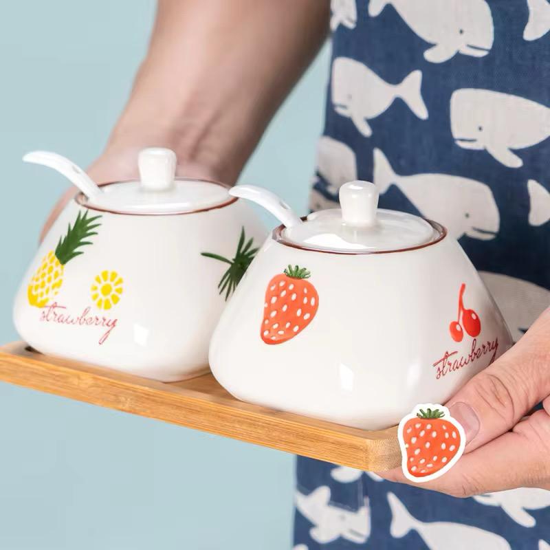 Tropical Bliss Ceramic Condiment Jars Set of 2