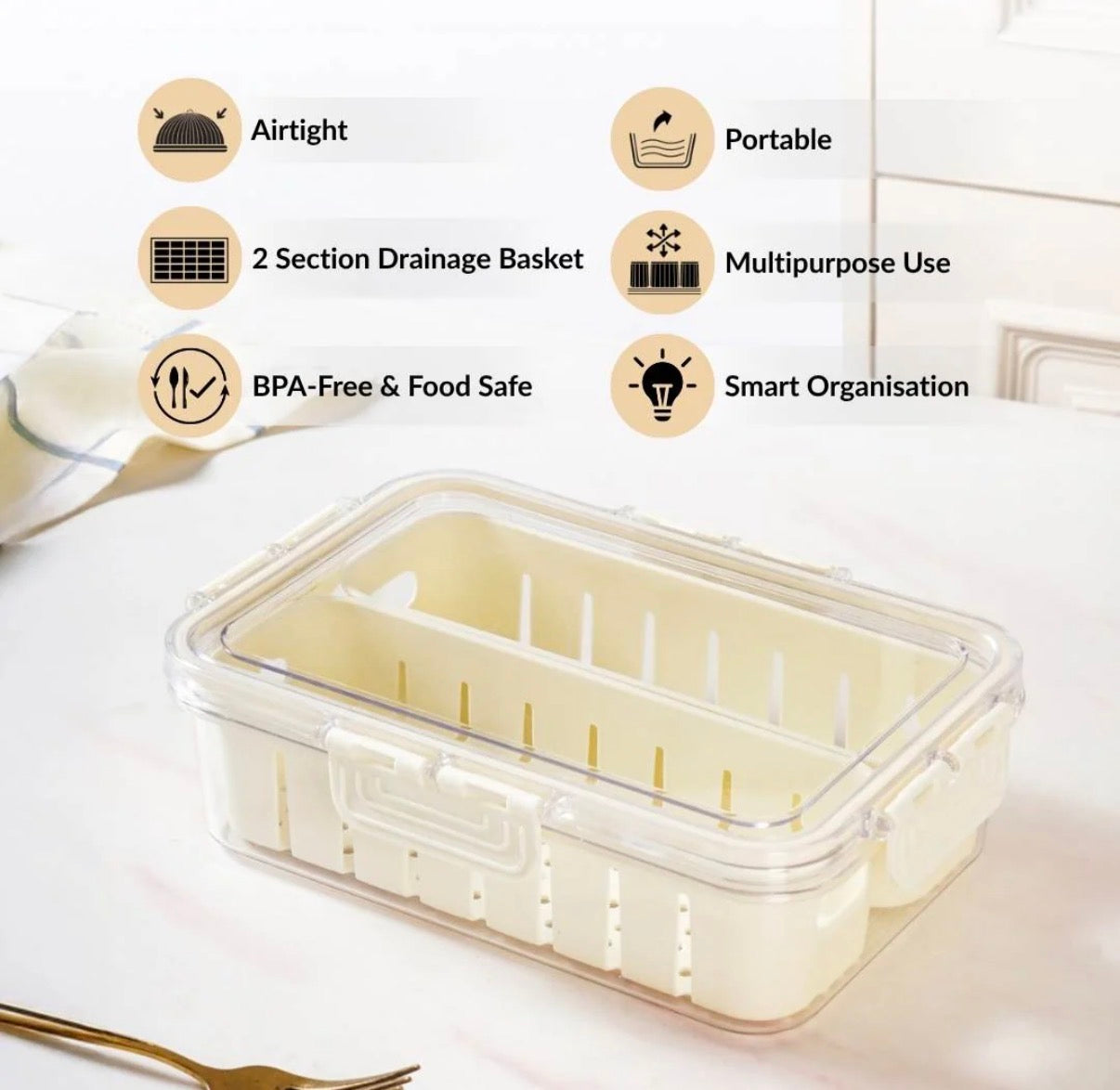 Dual Compartment Fridge Organizer