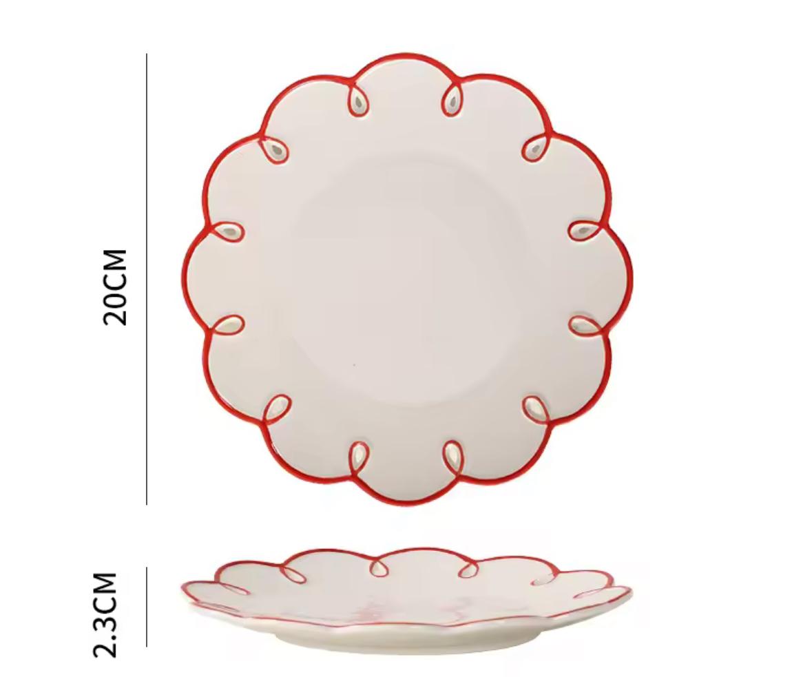 Flower Border Snack Plate Set