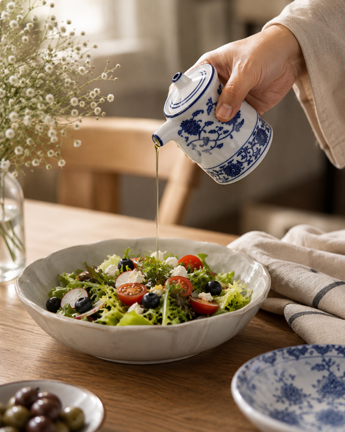 Azure Bloom Oil & Vinegar Pourer