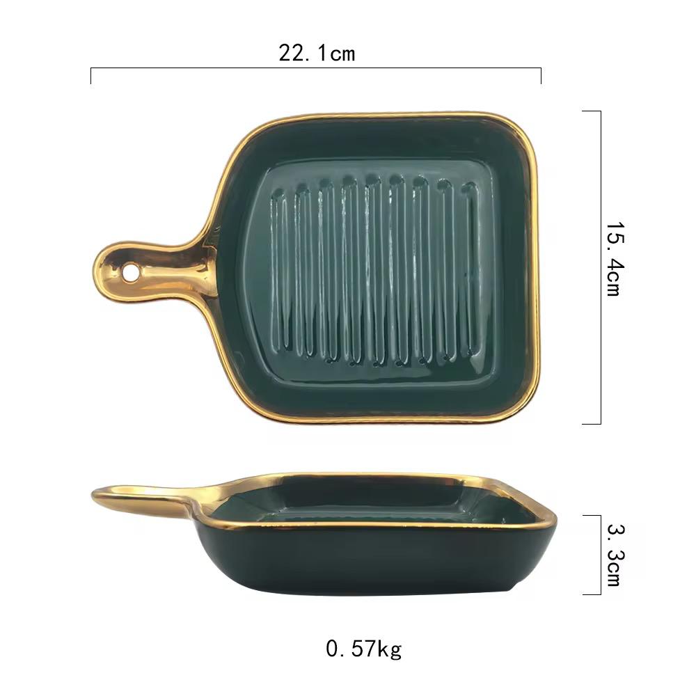 Golden Gridle Charm-Square Ceramic Tray