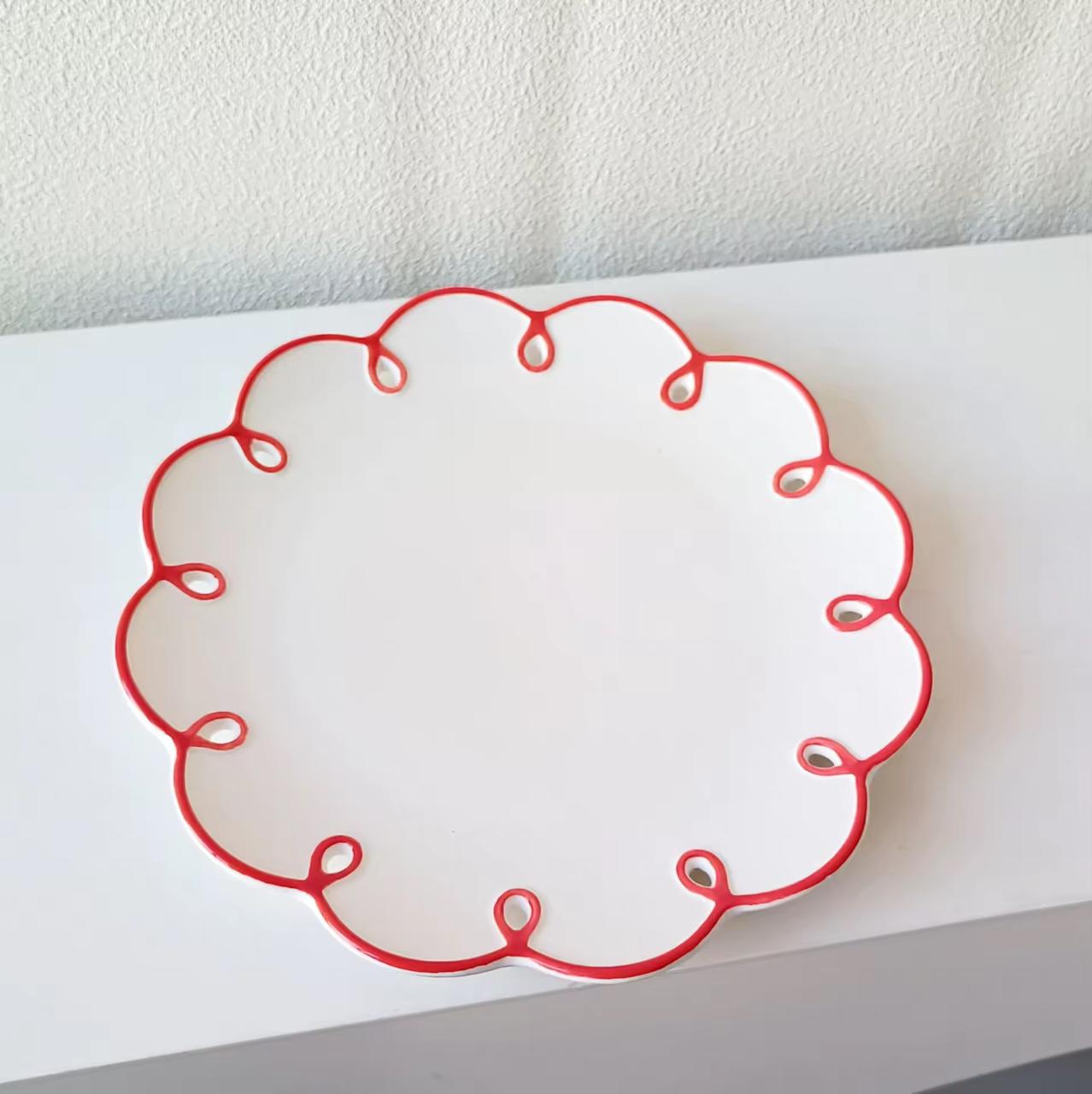 Flower Border Snack Plate Set