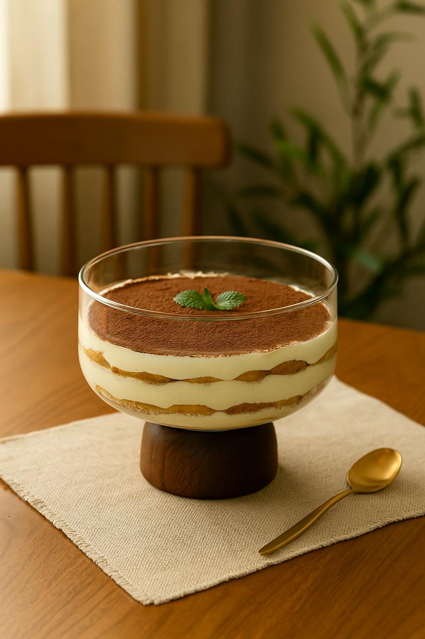 Premium Glass Serving Bowl with Wooden Base