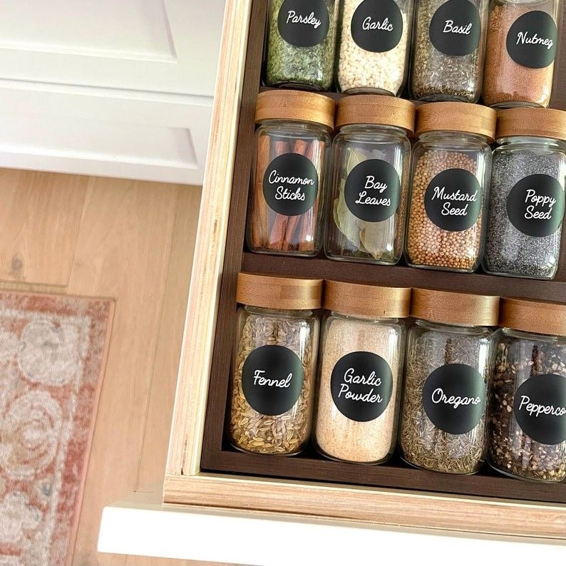 Set of 12- Aroma Lock Glass Spice jars with wooden lid