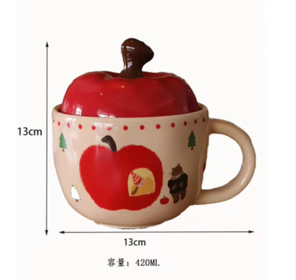 Cartoon Apple Ceramic Mug with Spoon – by The Macau Home
