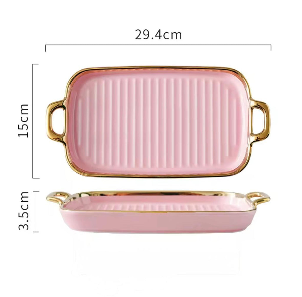 Glided Grove Ceramic Rectangle Serving Tray