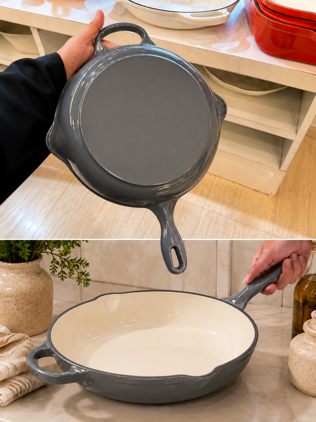 Enamel Coated Cast Iron Frying Pan – 25 cm